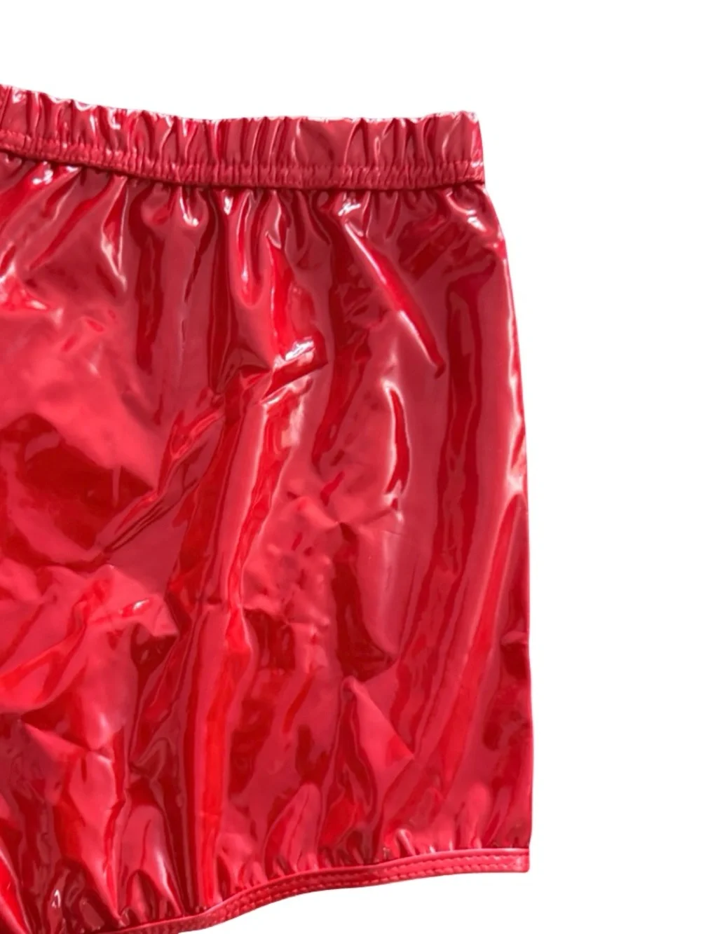 Red Glossy High‑Shine Shorts – S/M – Festival / Rave Wear